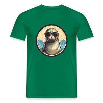 Phoque mignon - T-shirt homme - vert - Devant - AI Model Male 178 dark (178cm)