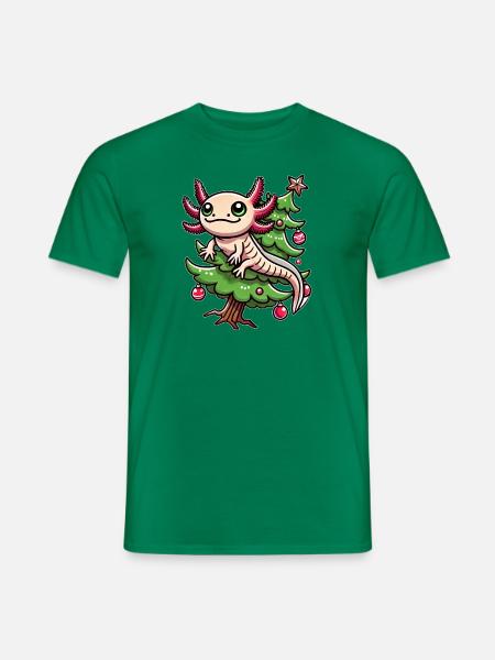 Süßes Axolotl Weihnachten Tannenbaum Comic Stil - Männer T-Shirt - Kelly Green