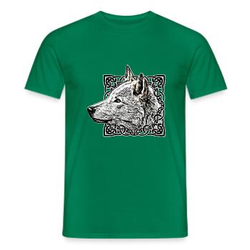 Loup gris - T-shirt homme - vert - Devant - AI Model Male 178 dark (178cm)