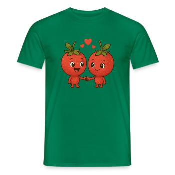 Fraises avec cœurs - T-shirt homme - vert - Devant - AI Model Male 178 dark (178cm)