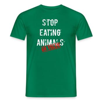 Stop Eating Animals Vegan Vegetarian - Men's T-Shirt - kelly green - Front - AI Model Male 178 dark (178cm)