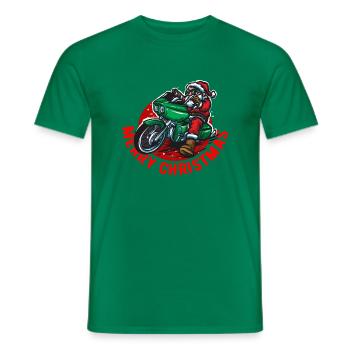 biker Santa Claus green bike - Men's T-Shirt - kelly green - Front - AI Model Male 178 dark (178cm)