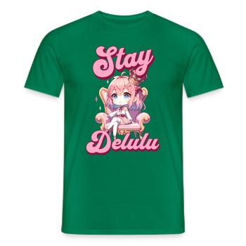Stay Delulu Pink Anime Girl - Men's T-Shirt - kelly green - Front - AI Model Male 178 dark (178cm)