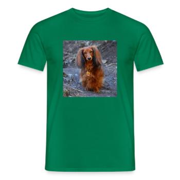 Hund, Hunde, Dackel, Langhaardackel - Männer T-Shirt - Kelly Green - Vorne - AI Model Male 178 dark (178cm)