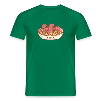 Cute Spaghetti And Meatballs Pasta - Men's T-Shirt - kelly green - Front - AI Model Male 178 dark (178cm)