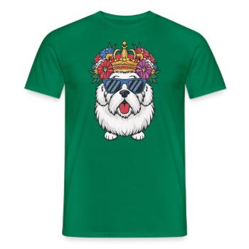 Bobtail Dog with Crown and Flowers - Men's T-Shirt - kelly green - Front - AI Model Male 178 dark (178cm)