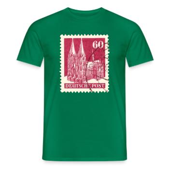 Kölner Dom Briefmarke 60er Rot 1948 - Männer T-Shirt - Kelly Green - Vorne - AI Model Male 178 dark (178cm)