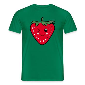 Funny Strawberry Food Design Kawaii Gift - Men's T-Shirt - kelly green - Front - AI Model Male 178 dark (178cm)