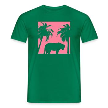 Félin blanc sous les palmiers - T-shirt homme - vert - Devant - AI Model Male 178 dark (178cm)