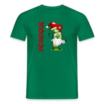 Christmas Petanque Boule Pickles - Men's T-Shirt - kelly green - Front - AI Model Male 178 dark (178cm)