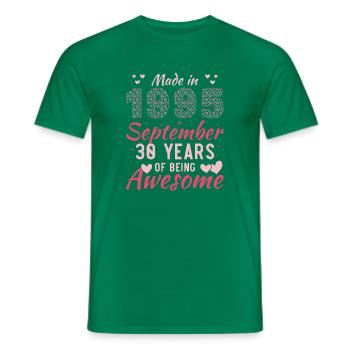 September 1995 Women's 30th Anniversary - Men's T-Shirt - kelly green - Front - AI Model Male 178 dark (178cm)
