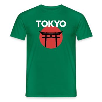 Tokyo torii in front of red sun Japan - Men's T-Shirt - kelly green - Front - AI Model Male 178 dark (178cm)