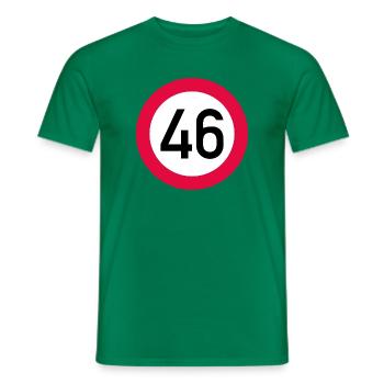 46e anniversaire Attention ! Panneau de signalisation 46 Km/h - T-shirt homme - vert - Devant - AI Model Male 178 dark (178cm)
