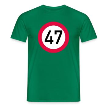 47e anniversaire Attention ! Panneau de signalisation 47 Km/h - T-shirt homme - vert - Devant - AI Model Male 178 dark (178cm)