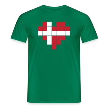Pixel Heart Drapeau du Danemark - T-shirt homme - vert - Devant - AI Model Male 178 dark (178cm)