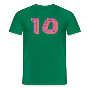 10. 10 YEARS. 10th ANNIVERSARY. 10 YEAR ANNIVERSARY. - Men's T-Shirt - kelly green - Front - AI Model Male 178 dark (178cm)