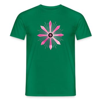 Dazzling radial pink star - Men's T-Shirt - kelly green - Front - AI Model Male 178 dark (178cm)