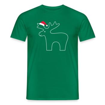 Renne avec chapeau de Père Noël - T-shirt homme - vert - Devant - AI Model Male 178 dark (178cm)