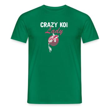 Crazy Koi Lady Funny Fish Pond Animal Humor - Men's T-Shirt - kelly green - Front - AI Model Male 178 dark (178cm)