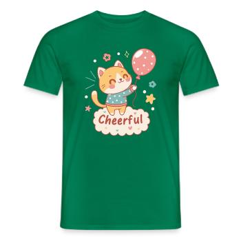 Festliche Ballonkatze - Männer T-Shirt - Kelly Green - Vorne - AI Model Male 178 dark (178cm)