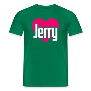 I Love Jerry Pink Heart I Love Jerry - Men's T-Shirt - kelly green - Front - AI Model Male 178 dark (178cm)