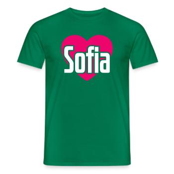 I Love Sofia Pink Heart I Love Sofia - Men's T-Shirt - kelly green - Front - AI Model Male 178 dark (178cm)