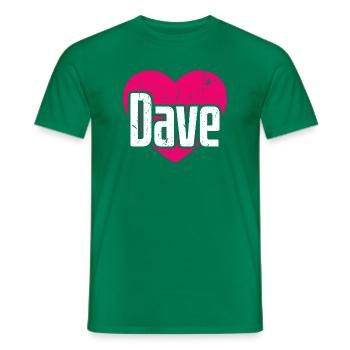 I Love Dave Pink Heart I Love Dave - Men's T-Shirt - kelly green - Front - AI Model Male 178 dark (178cm)