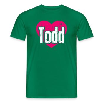 I Love Todd Pink Heart I Love Todd - Men's T-Shirt - kelly green - Front - AI Model Male 178 dark (178cm)