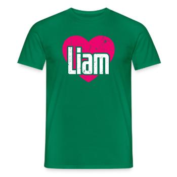 I Love Liam Pink Heart I Love Liam - Men's T-Shirt - kelly green - Front - AI Model Male 178 dark (178cm)