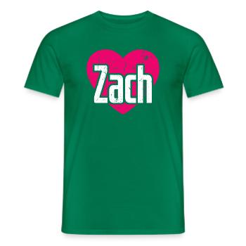 J’aime Zach Pink Heart J’aime Zach - T-shirt homme - vert - Devant - AI Model Male 178 dark (178cm)