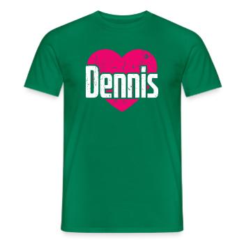 J’aime Dennis Pink Heart J’aime Dennis - T-shirt homme - vert - Devant - AI Model Male 178 dark (178cm)