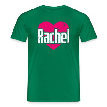 I Love Rachel Pink Heart I Love Rachel - Men's T-Shirt - kelly green - Front - AI Model Male 178 dark (178cm)