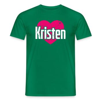 J’aime Kristen Pink Heart J’aime Kristen - T-shirt homme - vert - Devant - AI Model Male 178 dark (178cm)