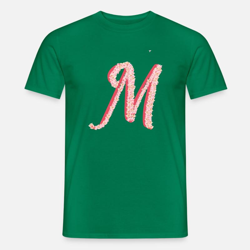 Initial M aus rosa Blüten - Männer T-Shirt - Kelly Green