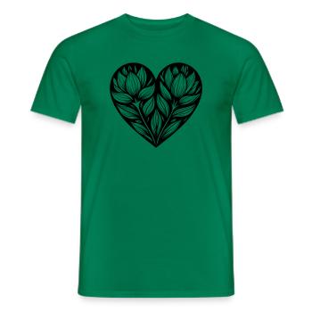 Graphic plant in the heart - Men's T-Shirt - kelly green - Front - AI Model Male 178 dark (178cm)