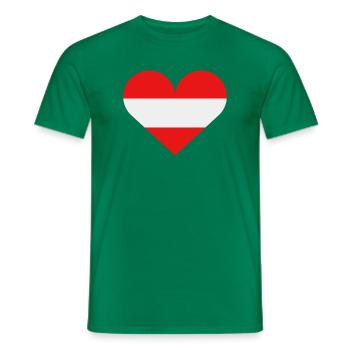 Austria heart flag - Men's T-Shirt - kelly green - Front - AI Model Male 178 dark (178cm)