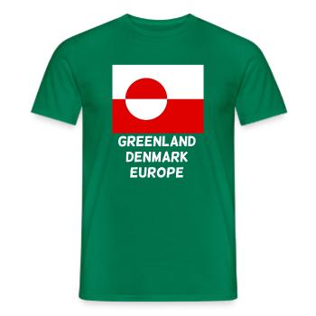 Greenland Denmark Europe Flag - Men's T-Shirt - kelly green - Front - AI Model Male 178 dark (178cm)