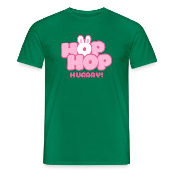Hop Hop Hurray | Cute Bunny Saying Motif - Men's T-Shirt - kelly green - Front - AI Model Male 178 dark (178cm)