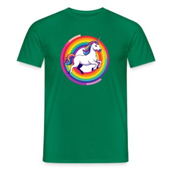 Rainbow Unicorn Unicorn Jumps Circle Motif - Men's T-Shirt - kelly green - Front - AI Model Male 178 dark (178cm)