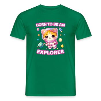 Née pour être une exploratrice Chaton, astronaute femelle - T-shirt homme - vert - Devant - AI Model Male 178 dark (178cm)