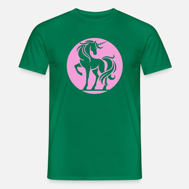 Rosa Einhorn Silhouette Kreis - Männer T-Shirt - Kelly Green