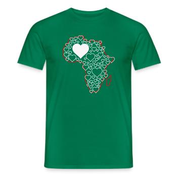 Africa Heart Pattern: Love Continents - Men's T-Shirt - kelly green - Front - AI Model Male 178 dark (178cm)