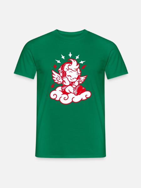 Musik Engel – Cherub mit Kopfhörern - Männer T-Shirt - Kelly Green