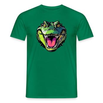 Crocodile head with mouth open and pointed teeth - Men's T-Shirt - kelly green - Front - AI Model Male 178 dark (178cm)