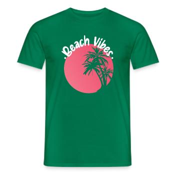 Beach Vibes Palm Sunset Design - Men's T-Shirt - kelly green - Front - AI Model Male 178 dark (178cm)