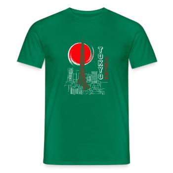 Tokyo Japan Skyline Tower Art - Men's T-Shirt - kelly green - Front - AI Model Male 178 dark (178cm)
