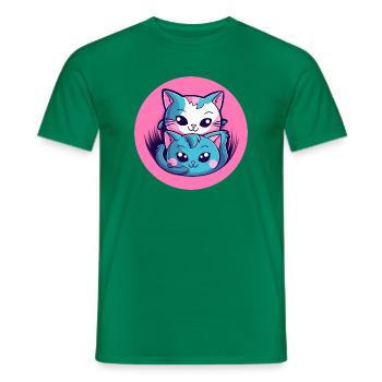 Kitten Hug Duo - Men's T-Shirt - kelly green - Front - AI Model Male 178 dark (178cm)