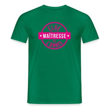 Tampon Rose Élue Maîtresse de l'Année Scolaire - T-shirt homme - vert - Devant - AI Model Male 178 dark (178cm)