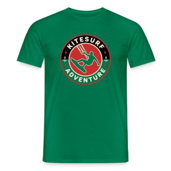Kite Surf Shirt, Kite Adventure Hoodie, Tote Bag - Men's T-Shirt - kelly green - Front - AI Model Male 178 dark (178cm)