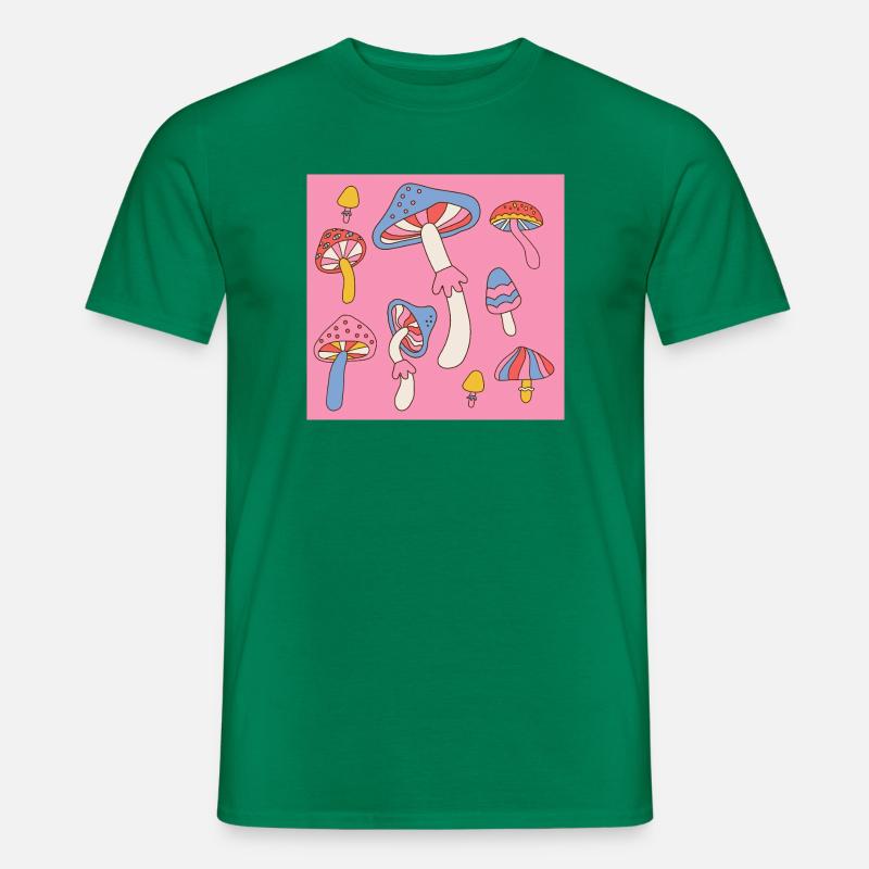 Retro Mushroom Pattern – Psychedelic 70s Design - Männer T-Shirt - Kelly Green